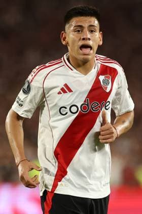 River Plate s midfielder Claudio Echeverri looks on during the CONMEBOL Copa Libertadores semi final second leg footbal match between Argentina™s River Plate and Brazil s Atletico Mineiro, at El Monumental stadium in Buenos Aires, on October 29, 2024 Atletico Mineiro qualified as a finalist after winning 3 0 in the first leg and drawing 0 0 in the second leg The final will be played in Buenos Aires on November 30 BUENOS AIRES ARGENTINA Copyright: xALEJANDROxPAGNIx