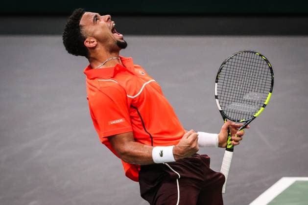 October 30, 2024, Paris, France, France: Arthur FILS of France celebrates his victory during the third day of the Rolex Paris Masters 1000 tennis tournament at Accor Arena on October 30, 2024 in Paris, France. Paris France - ZUMAm308 20241030_zsp_m308_036 Copyright: xMatthieuxMirvillex