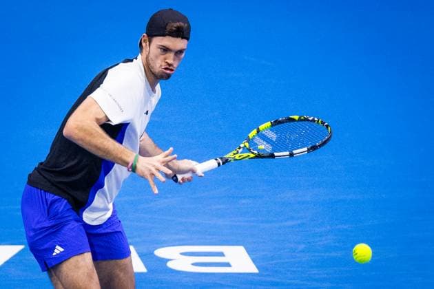 MARTERER - WAWRINKA Maximilian Marterer during first round Slovak open tennis match against Stanislas Wawrinka in Bratislava, Slovakia, October 30, 2024. PUBLICATION NOT IN SLOVAKIA Copyright: xx 080A3300