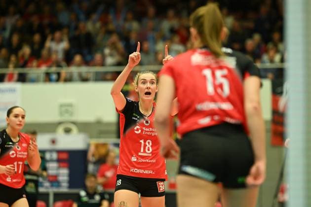 Sarah Straube Dresdner SC, 18 Dresdner SC vs VfB Suhl Lotto Thueringen, 1 Volleyball Bundesliga Women, Season 2024 2025, 30 10 2024 Dresdner SC vs VfB Suhl Lotto Thueringen, 1 Volleyball Bundesliga Women, Season 2024 2025, 30 10 2024 Dresden Copyright: xEibner-Pressefoto PatrickxHoepnex EP_PHR