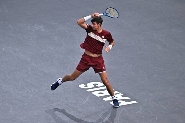 Rolex Paris Masters - 2nd Round Alexei Popyrin (AUS) during his second round at the 2024 Rolex Paris Masters at the Accor Arena in Paris, France, on October 30, 2024. Photo by Corinne Dubreuil ABACAPRESS.COM Paris France  Copyright: xDubreuilxCorinne ABACAx