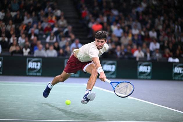 Rolex Paris Masters - 2nd Round Alexei Popyrin (AUS) during his second round at the 2024 Rolex Paris Masters at the Accor Arena in Paris, France, on October 30, 2024. Photo by Corinne Dubreuil ABACAPRESS.COM Paris France  Copyright: xDubreuilxCorinne ABACAx