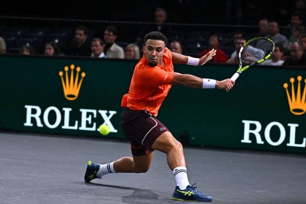 Rolex Paris Masters - 2nd Round Arthur Fils (FRA) during his second round at the 2024 Rolex Paris Masters at the Accor Arena in Paris, France, on October 30, 2024. Photo by Corinne Dubreuil ABACAPRESS.COM Paris France  Copyright: xDubreuilxCorinne ABACAx
