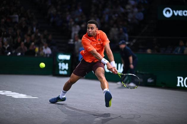Rolex Paris Masters - 2nd Round Arthur Fils (FRA) during his second round at the 2024 Rolex Paris Masters at the Accor Arena in Paris, France, on October 30, 2024. Photo by Corinne Dubreuil ABACAPRESS.COM Paris France  Copyright: xDubreuilxCorinne ABACAx
