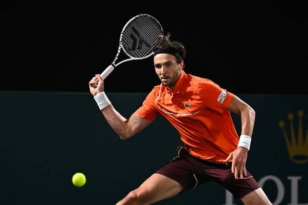 Rolex Paris Masters - 2nd Round Arthur Rinderknech (FRA) during his second round at the 2024 Rolex Paris Masters at the Accor Arena in Paris, France, on October 30, 2024. Photo by Corinne Dubreuil ABACAPRESS.COM Paris France  Copyright: xDubreuilxCorinne ABACAx