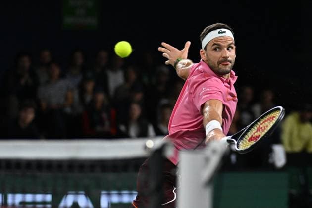 Rolex Paris Masters - 2nd Round Grigor Dimitrov (BUL) during his second round at the 2024 Rolex Paris Masters at the Accor Arena in Paris, France, on October 30, 2024. Photo by Corinne Dubreuil ABACAPRESS.COM Paris France  Copyright: xDubreuilxCorinne ABACAx