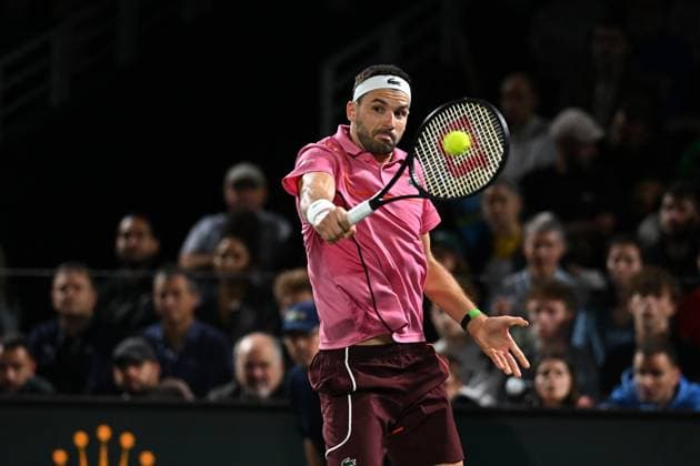 Rolex Paris Masters - 2nd Round Grigor Dimitrov (BUL) during his second round at the 2024 Rolex Paris Masters at the Accor Arena in Paris, France, on October 30, 2024. Photo by Corinne Dubreuil ABACAPRESS.COM Paris France  Copyright: xDubreuilxCorinne ABACAx