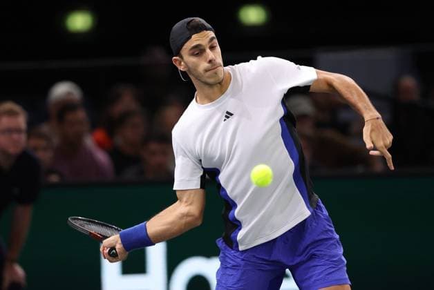 ROLEX PARIS MASTERS TENNIS 2024 Thierry Larret Maxppp. Tennis. Rolex Paris Masters. Accorhotels Arena, Paris (75), Le 31 Octobre 2024. Stefanos TSITSIPAS (GRE) vs Francisco CERUNDOLO (ARG). Paris (75) ACCORHOTELS ARENA ILE DE FRANCE FRANCE  Copyright: xMAXPPPxThierryxLarretx TL_20241031_9525 0777313801st