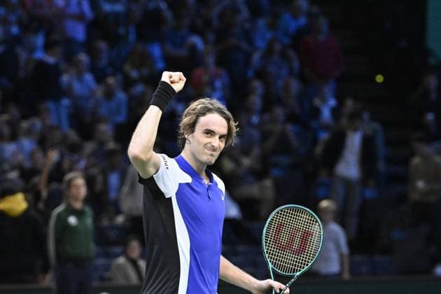 Tennis : Rolex Paris Masters 2024 - Stefanos Tsitsipas - Grece Tennis : Rolex Paris Masters 2024 - Paris - 30 10 2024 ChrysleneCaillaud Panoramic 