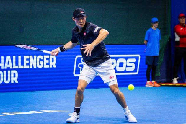 NISHIKORI - KLEIN Kei Nishikori in second round ATP, Tennis Herren Challenger Slovak open tennis match against Lukas Klein in Bratislava, Slovakia, October 31, 2024. PUBLICATION NOT IN SLOVAKIA Copyright: xx 080A4710