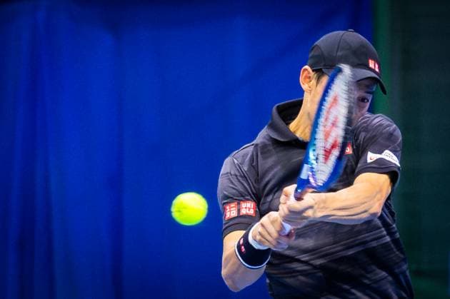 NISHIKORI - KLEIN Kei Nishikori in second round ATP, Tennis Herren Challenger Slovak open tennis match against Lukas Klein in Bratislava, Slovakia, October 31, 2024. PUBLICATION NOT IN SLOVAKIA Copyright: xx 080A4814-Enhanced-NR