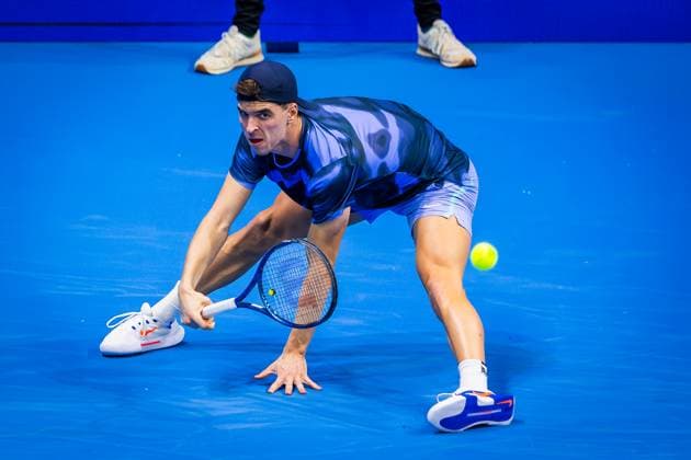 PRIZMIC - WAWRINKA Dino Prizmic during second round ATP, Tennis Herren Challenger Slovak open tennis match against Stanislas Wawrinka in Bratislava, Slovakia, October 31, 2024. PUBLICATION NOT IN SLOVAKIA Copyright: xx 080A5048-Enhanced-NR
