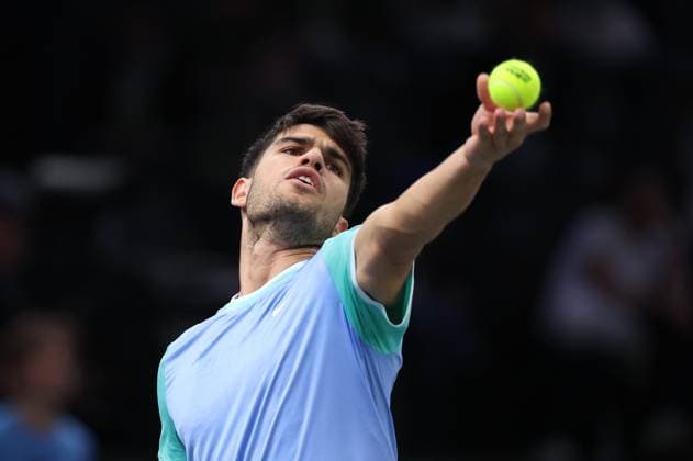 ROLEX PARIS MASTERS TENNIS 2024 Thierry Larret Maxppp. Tennis. Rolex Paris Masters. Accorhotels Arena, Paris (75), Le 31 Octobre 2024. Hugo IMBERT (FRA) vs Carlos ALCARAZ (ESP). Paris (75) ACCORHOTELS ARENA ILE DE FRANCE FRANCE  Copyright: xMAXPPPxThierryxLarretx TL_20241031_3002 0777405382st