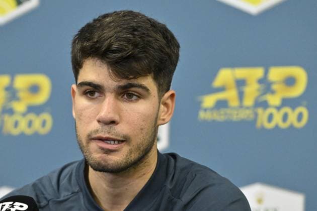 Tennis : Rolex Paris Masters 2024 - Carlos Alcaraz - Espagne Tennis : Rolex Paris Masters 2024 - Paris - 30 10 2024 ChrysleneCaillaud Panoramic 