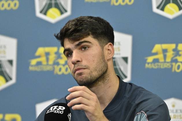 Tennis : Rolex Paris Masters 2024 - Carlos Alcaraz - Espagne Tennis : Rolex Paris Masters 2024 - Paris - 30 10 2024 ChrysleneCaillaud Panoramic 
