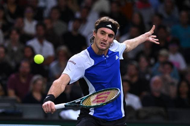 Rolex Paris Masters - Third Round Stefanos Tsitsipas (GRE) during his third round at the 2024 Rolex Paris Masters at the Accor Arena in Paris, France, on October 31, 2024. Photo by Corinne Dubreuil ABACAPRESS.COM Paris France  Copyright: xDubreuilxCorinne ABACAx