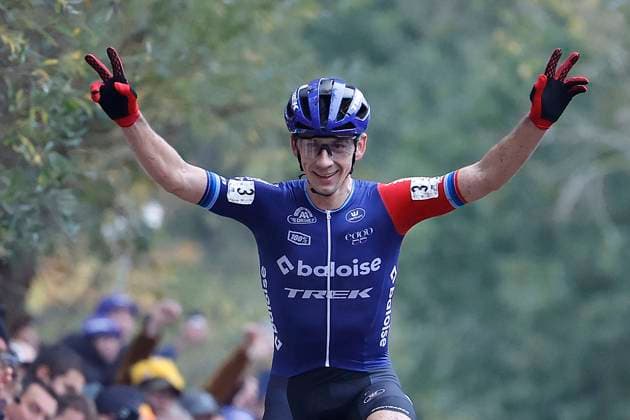 X2O Badkamers Trofee cyclocross - Koppenbergcross 2024 OUDENAARDE, BELGIUM - NOVEMBER 01 : Van Der Haar Lars (NED) of Baloise Trek Lions wins during the Koppenbergcross, the first leg of the men elite X2O Badkamers Trofee cyclocross series 2024-2025 in Oudenaarde, Belgium, 01 11 2024 Oudenaarde Belgium  Copyright: xJanxDexMeuleneirx