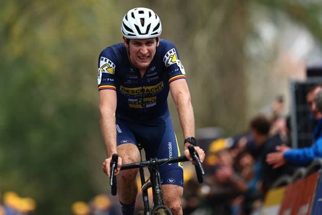 Belgian Toon Aerts pictured in action during the men elite race of the Koppenbergcross, the first race (out of eight) of the X2O Badkamers trophy cyclocross competition, in Melden, Oudenaarde, on . DAVIDxPINTENS  x104276502x