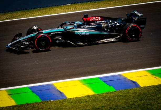 Primeiro dia de treino GP F1 de São Paulo SÃO PAULO, SP - 01.11.2024: PRIMEIRO DIA DE TREINO GP F1 DE SÃO PAULO - This Friday (01) at the Interlagos racetrack, in the south of the capital of São Paulo, the first day of training for the 2024 Lenovo Formula 1 Grand Prix of São Paulo will take place. In the photo, the driver, George Russell 63, MERCEDES. (Photo: Aloisio Mauricio Fotoarena) x2643720x  AloisioxMauricio