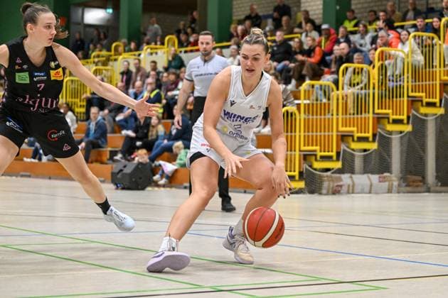 1 Womens Basketball Bundesliga Orthomol WINGS Leverkusen vs Saarlouis Royals, 01 11 2024 Ligita Tamutyte Orthomol WINGS Leverkusen 5 , 1 Womens Basketball Bundesliga Orthomol WINGS Leverkusen vs Saarlouis Royals on 01 11 2024 in the sports hall Werner Heisenberg Gymnasium in Opladen North Rhine-Westphalia Copyright: xBEAUTIFULxSPORTS Mueller-Laschetx