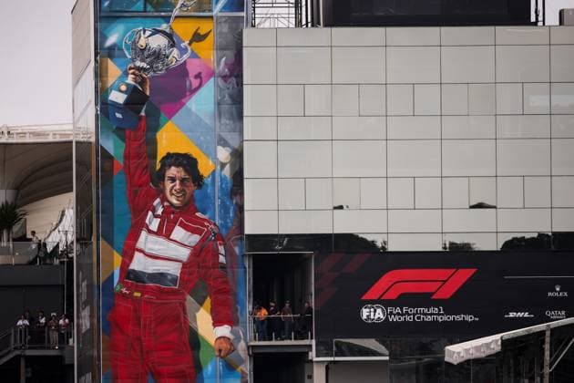 Ayrton Senna mural painting during the Formula 1 Grande Premio de Sao Paulo 2024, 21th round of the 2024 Formula One World Championship, WM, Weltmeisterschaft from November 1 to 3, 2024 on the Interlagos Circuit, in Sao Paulo, Brazil - F1 - SAO PAULO GRAND PRIX 2024 DPPI Panoramic  241101_R21_BRASILE_DP_XB3_1389_1