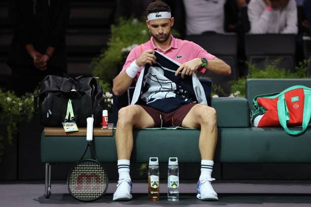 ROLEX PARIS MASTERS TENNIS 2024 Thierry Larret Maxppp. Tennis. Rolex Paris Masters. Accorhotels Arena, Paris (75), Le 1er Novembre 2024. Quart de finale : Grigor DIMITROV (BUL) vs Karen KATCHANOV (RUS) Paris (75) ACCORHOTELS ARENA ILE DE FRANCE FRANCE  Copyright: xMAXPPPxThierryxLarretx TL_20241101_1009 0777596488st