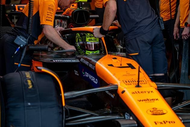 SAO PAULO, BRAZIL: Lando Norris, racing for the McLaren F1 team during the 2024 Formula 1 Sao Paulo Grand Prix at the Interlagos Circuit in Sao Paulo, Brazil