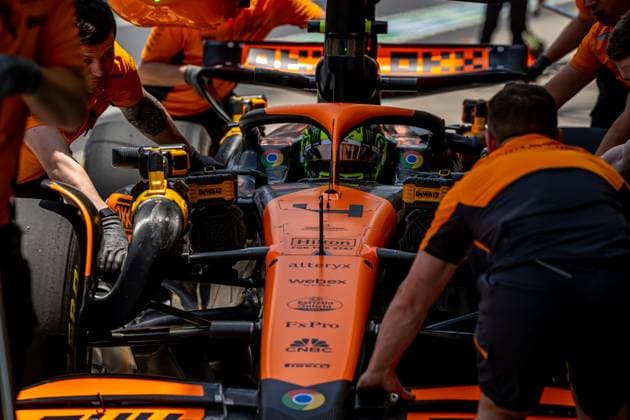 SAO PAULO, BRAZIL: Lando Norris, racing for the McLaren F1 team during the 2024 Formula 1 Sao Paulo Grand Prix at the Interlagos Circuit in Sao Paulo, Brazil