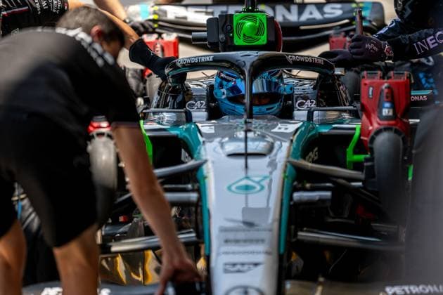 SAO PAULO, BRAZIL: George Russell, racing for the Mercedes team during the 2024 Formula 1 Sao Paulo Grand Prix at the Interlagos Circuit in Sao Paulo, Brazil