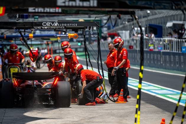 SAO PAULO, BRAZIL: Carlos Sainz, racing for the Ferrari team during the 2024 Formula 1 Sao Paulo Grand Prix at the Interlagos Circuit in Sao Paulo, Brazil