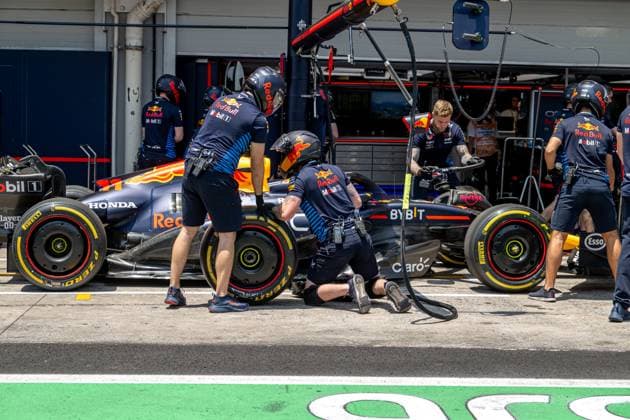 SAO PAULO, BRAZIL: Sergio Perez, racing for the Red Bull Racing team during the 2024 Formula 1 Sao Paulo Grand Prix at the Interlagos Circuit in Sao Paulo, Brazil