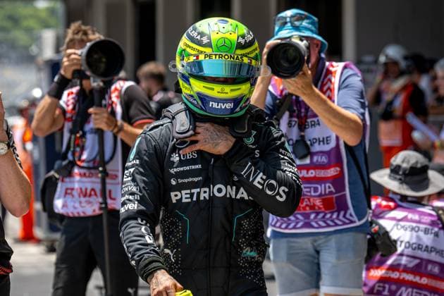 SAO PAULO, BRAZIL: Lewis Hamilton, racing for the Mercedes team during the 2024 Formula 1 Sao Paulo Grand Prix at the Interlagos Circuit in Sao Paulo, Brazil