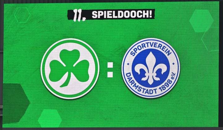 02 11 2024 Soccer Season 2024 2025 2 Soccer Bundesliga 11 Matchday SpVgg Greuther Fürth Kleeblatt SV Darmstadt 98 SVD Lilien Sportfoto Zink MeZi xmexzix DFL regulations prohibit any use of photographs as image sequences and or quasi video only for editorial use Feature Impression Symbolbild Symbol photo Announcement of the match on the scoreboard