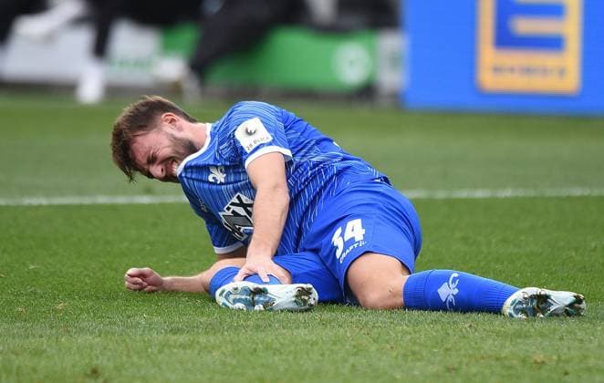 02 11 2024, xhbx, Soccer 2 Bundesliga, Spvgg Greuther Fuerth SV Darmstadt 98 emspor, v l Killian Corredor SV Darmstadt 98 U19 injured, injury, DFL DFB REGULATIONS PROHIBIT ANY USE OF PHOTOGRAPHS as IMAGE SEQUENCES and or QUASI VIDEO Fuerth