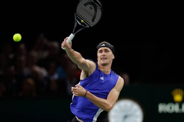 ROLEX PARIS MASTERS TENNIS 2024 Paris, 02 11 2024 Semi-final, Holger Rune DK Alexander Zverev GER v l Alexander Zverev GER plays a forehand Copyright: AntonioxBorga