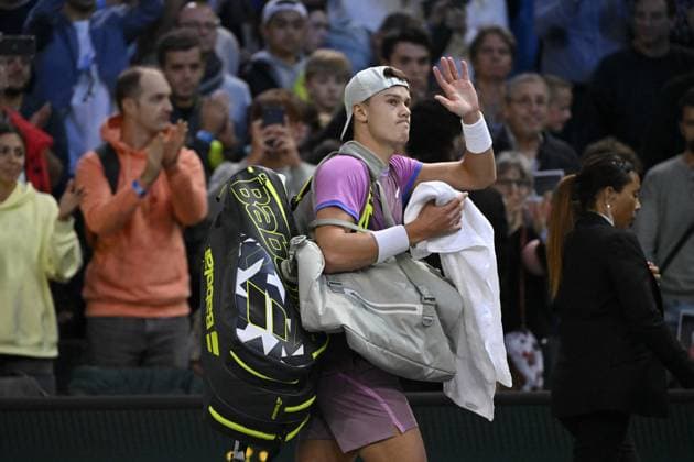 Tennis : Rolex Paris Masters 2024 - Holger Rune - Danemark Tennis : Rolex Paris Masters 2024 - Paris - 02 11 2024 ChrysleneCaillaud Panoramic 