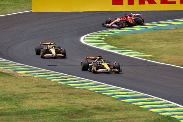 top Oscar Piastri (AUS) - McLaren Formula 1 Team - McLaren MCL38 - Mercedes& xA; Lando Norris (GBR) - McLaren Formula 1 Team - McLaren MCL38 - Mercede Charles Leclerc (MON) - Scuderia Ferrari - Ferrari SF-24 - Ferrari during Sprint Race of the Formula 1 Lenovo Grande Premio de Sao Paulo 2024, scheduled to take place at Interlagos Circuit, San Paolo, Brasil, BRA Nov 1st-3rd, 2024  Copyright: xAlessioxDexMarco IPAxSportx xipax xx IPA_51194313 IPA_Agency_IPA51194313