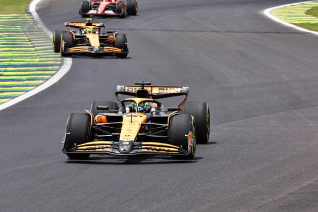 Oscar Piastri (AUS) - andLando Norris (GBR) - McLaren Formula 1 Team - McLaren MCL38 - Mercedes during Sprint Race of the Formula 1 Lenovo Grande Premio de Sao Paulo 2024, scheduled to take place at Interlagos Circuit, San Paolo, Brasil, BRA Nov 1st-3rd, 2024  Copyright: xAlessioxDexMarco IPAxSportx xipax xx IPA_51194569 IPA_Agency_IPA51194569