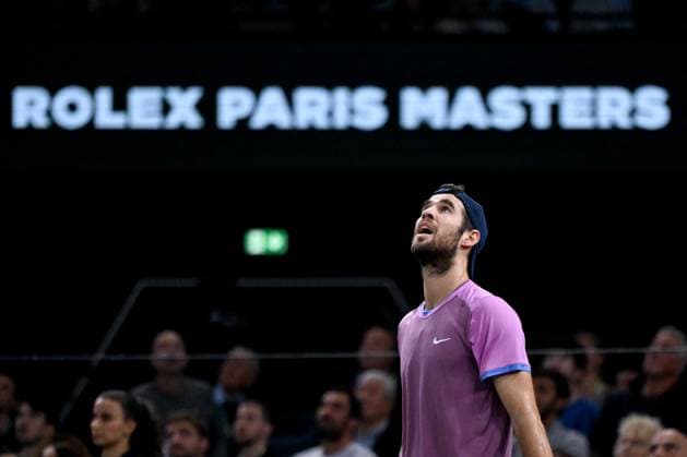 Rolex Paris Masters - Semi Finals Russian tennis player, Karen Khachanov, against Ugo Hubert during the semi finals of the Rolex Paris Masters 2024. Photo by Tomas Stevens ABACAPRESS.COM Paris France  Copyright: xStevensxTomas ABACAx