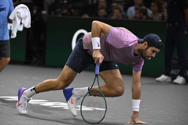 Tennis : Rolex Paris Masters 2024 - Karen Khachanov - Russie Tennis : Rolex Paris Masters 2024 - Paris - 02 11 2024 ChrysleneCaillaud Panoramic 