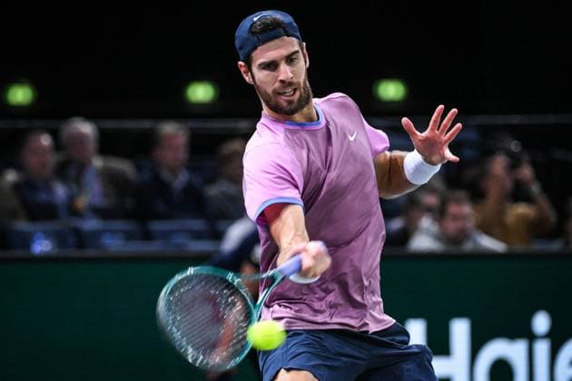 November 2, 2024, Paris, France, France: Karen KHACHANOV of Russia during the six day of the Rolex Paris Masters 1000 tennis tournament at Accor Arena on November 02, 2024 in Paris, France. Paris France - ZUMAm308 20241102_zsp_m308_028 Copyright: xMatthieuxMirvillex