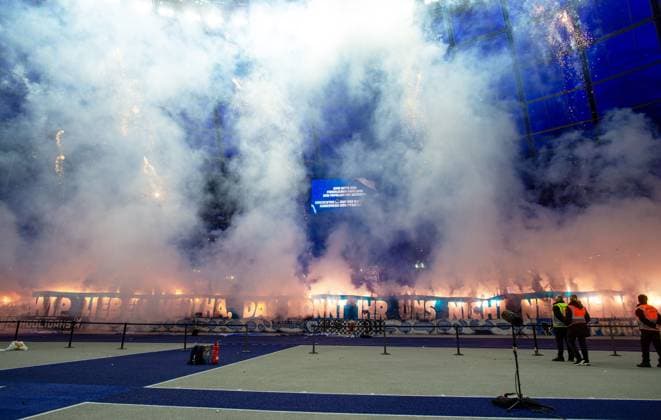 Soccer, Men, Season 2024 2025, 2 Bundesliga 11 Matchday , Hertha BSC 1 FC Köln, Fans of Hertha ignite pyrotechnics, 02 11 2024, Copyright: xSebastianxRäppold MatthiasxKochx