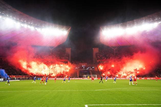 02 11 2024, xtgx, Football 2 Bundesliga, Hertha BSC Berlin 1 FC Köln emspor, v l ignite pyrotechnics, Benglos, smoke, fog, fireworks fans, spectators, atmosphere, scarves, Ultras 1 FC Koeln, Wilde Horde DFL DFB DFB REGULATIONS PROHIBIT ANY USE OF PHOTOGRAPHS as IMAGE SEQUENCES and or QUASI VIDEO Berlin