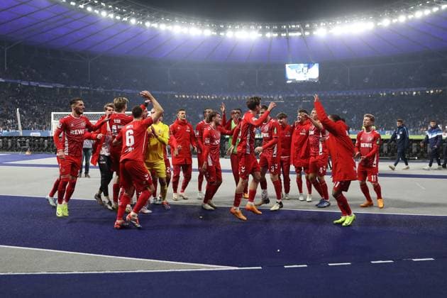 02 11 2024, xtgx, Soccer 2 Bundesliga, Hertha BSC Berlin 1 FC Köln emspor, v l jubilation, joy about the victory at Köln Koeln DFL DFB REGULATIONS PROHIBIT ANY USE OF PHOTOGRAPHS as IMAGE SEQUENCES and or QUASI VIDEO Berlin