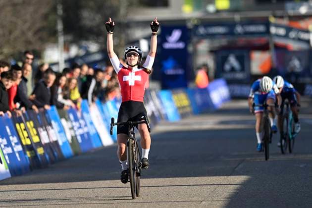 2024 UEC Cyclo-Cross EC - Women Juniors PONTEVEDRA, SPAIN - NOVEMBER 03 : Grossmann Anja (SUI) wins during the 2024 UEC Cyclo-Cross European Championships for Women Juniors on November 03, 2024 in Pontevedra, Spain, 03 11 2024 Pontevedra Spain  Copyright: xNicoxVereeckenx