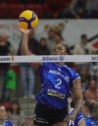 Stuttgart , Volleyball Bundesliga Women, Allianz MTV Stuttgart vs Dresdner SC , Breland Morrissette Stgt