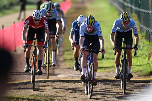 2024 UEC Cyclo-Cross EC - Men Juniors PONTEVEDRA, SPAIN - NOVEMBER 03 : Van Den Boer Arthur (BEL) and Vanden Eynde Mats (BEL) in action during the 2024 UEC Cyclo-Cross European Championships for Men Juniors on November 03, 2024 in Pontevedra, Spain, 03 11 2024 Pontevedra Spain  Copyright: xNicoxVereeckenx