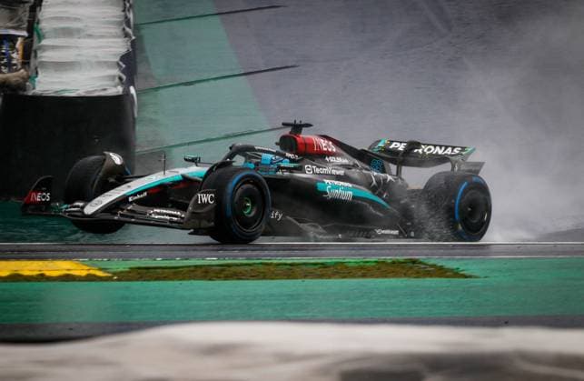 Treino classificatório GP F1 Lenovo SP SÃO PAULO, SP - 03.11.2024: TREINO CLASSIFICATÓRIO GP F1 LENOVO SP - It takes place this Sunday (03) at the Interlagos racetrack, in the south of the capital of São Paulo, after being postponed due to the heavy rain that fell this Saturday (02), the qualifying training for the Formula 1 Lenovo Grand Prix of São Paulo 2024. In the photo, the pilot, George Russell 63, MERCEDES (Photo: Aloisio Mauricio Fotoarena) x2644960x  AloisioxMauricio