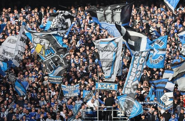 GER, 2 Liga, Hamburger SV vs 1 FC Nuernberg 03 11 2024, Volksparkstadion, Hamburg, GER, 2 Liga, Hamburger SV vs 1 FC Nuernberg in the picture picture shows flags banners atmosphere emotions fans Hamburger SV nordphotoxGmbHx xTauchnitz nph00059