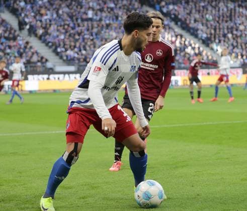 Ludovit Reis HSV Football, Men, Season 2024 2025, 2 BL, Volksparkstadion, Hamburger SV vs 1 FC Nuernberg DFL REGULATIONS PROHIBIT ANY USE OF PHOTOGRAPHS AS IMAGE SEQUENCES AND OR QUASI VIDEO
